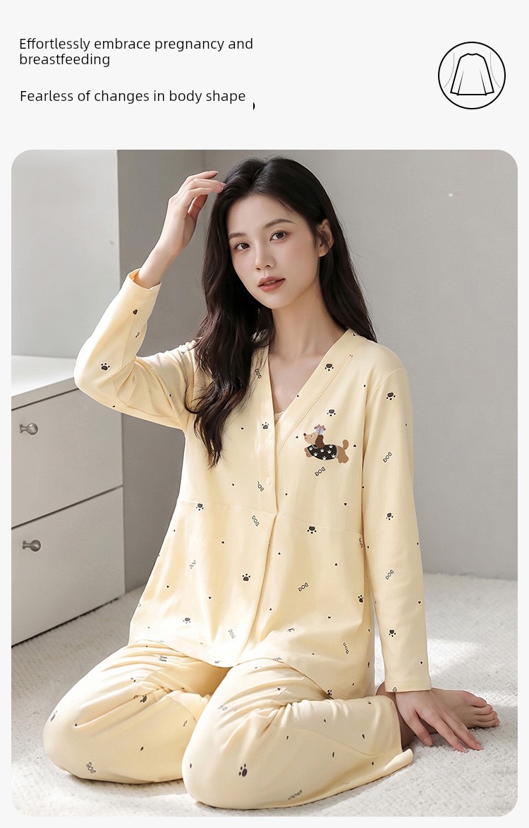 [Free Hat] Pure Cotton Nursing and Postpartum Clothing for Autumn and Winter, Suitable for Spring and Autumn, Non-Tightening Maternity Loungewear — 8