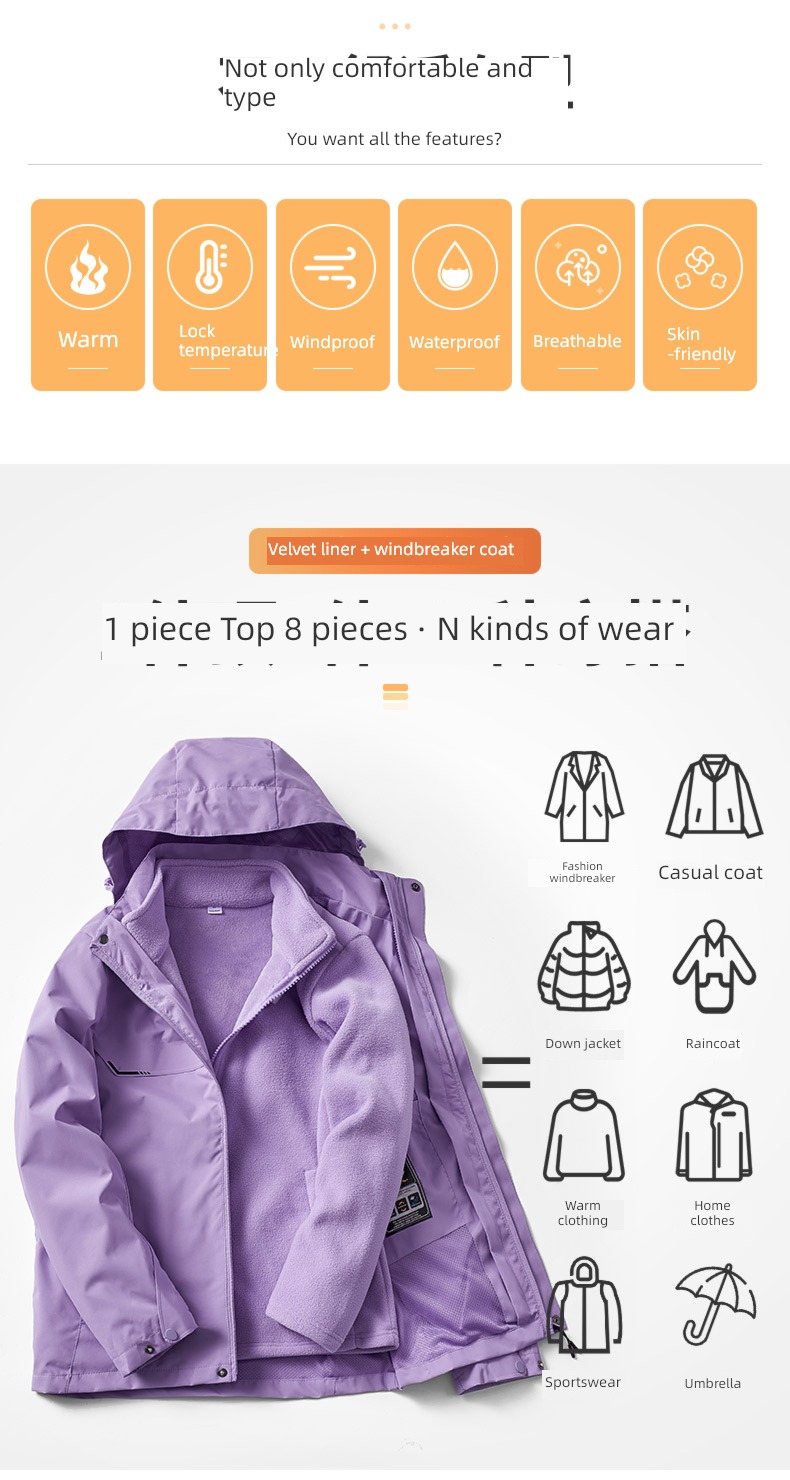 Autumn and winter female removable Chaopai purple Men's style pizex