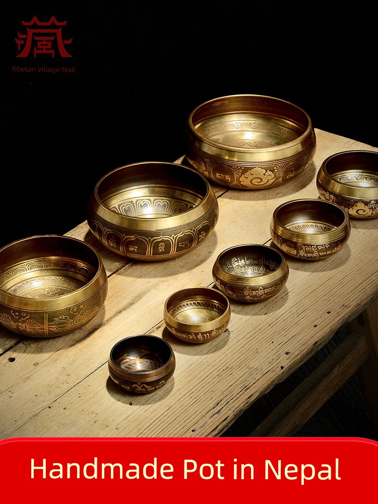 銅製頌缽瑜伽音療缽尼泊爾手工冥想供具銅磬碗靜心碗