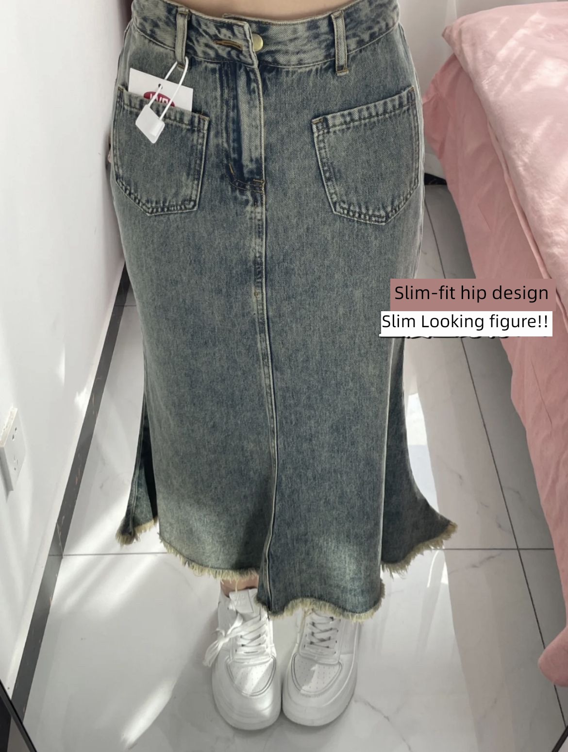 Retro Big size Fat mm Medium and long term cowboy skirt