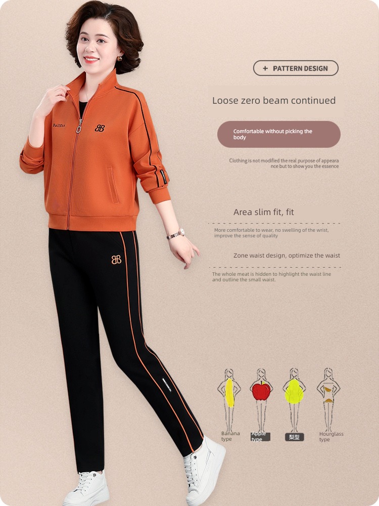 loose coat female middle age mom Autumn clothes leisure time Athletic Wear