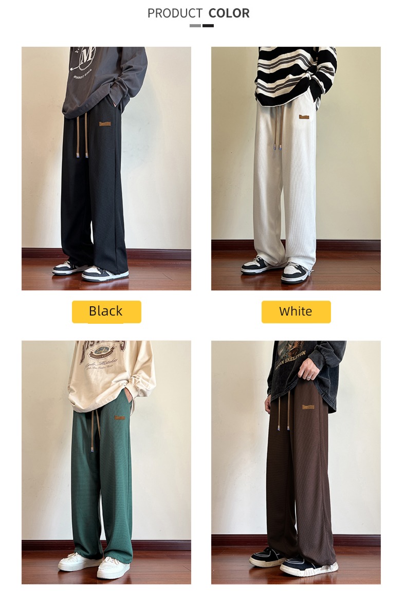 NGGGN Straight cylinder easy Sagging sensation Plush leisure time trousers