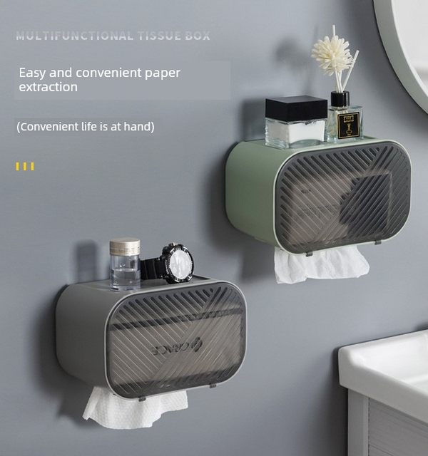 Light luxury bathroom toilet paper bin Multi-function tissue box No punching wall hanging paper garbage bag storage box