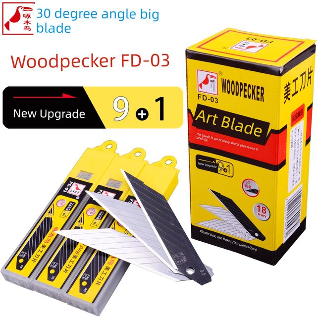 Woodpecker 30-degree sharp angle utility blade 18mm large sharp angle wallpaper blade glass glue removal car film