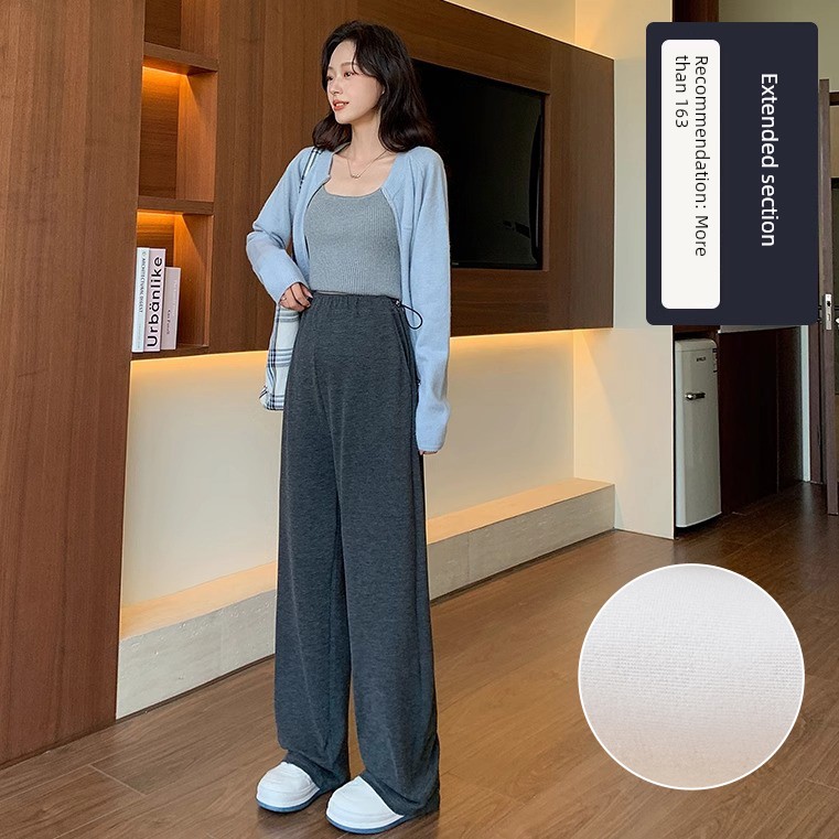 Maternity Pants for Spring and Autumn, Wide-Leg Pants for Outdoor Wear, Fleece-Lined and Thickened, Do Not Tighten on the Belly during Pregnancy, — 4