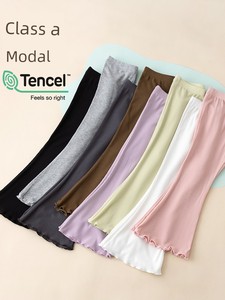 Category a Girls' Flared Pants, Summer Thin Leggings, Black Children's Cropped Pants, Modal Baby Flared Pants, White