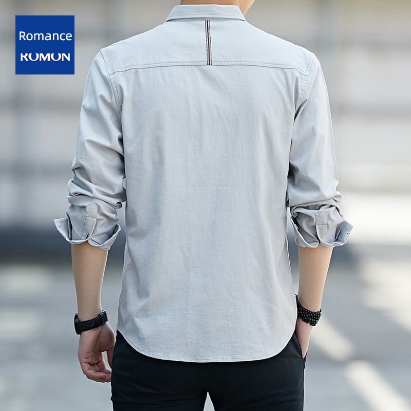 Romon Korean version trend Long sleeve leisure time cowboy shirt