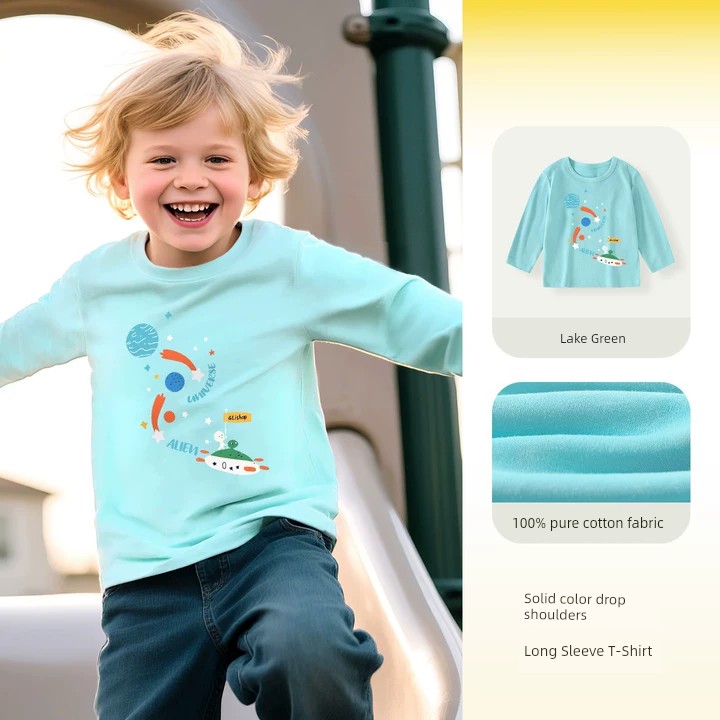 Baby Long-Sleeved T-Shirt Autumn and Winter Pure Cotton Clothing for Small and Medium-Sized Children, Boys' Tops, Girls' Autumn Clothing, Kidsren's Clothing — 2