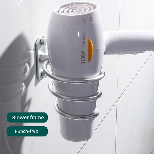 Bathroom hair dryer storage rack bathroom hole-free hair dryer hanger space aluminum wall hanging air duct storage rack
