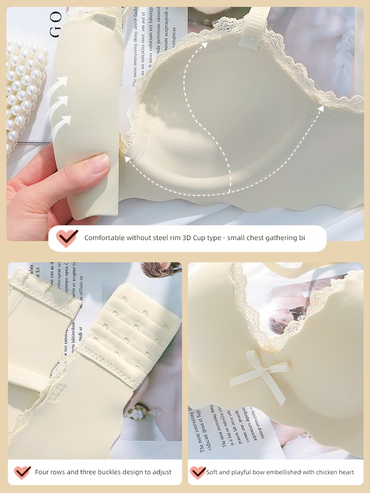 summer Small chest Gather together Significantly larger Wireless  AA cup Underwear