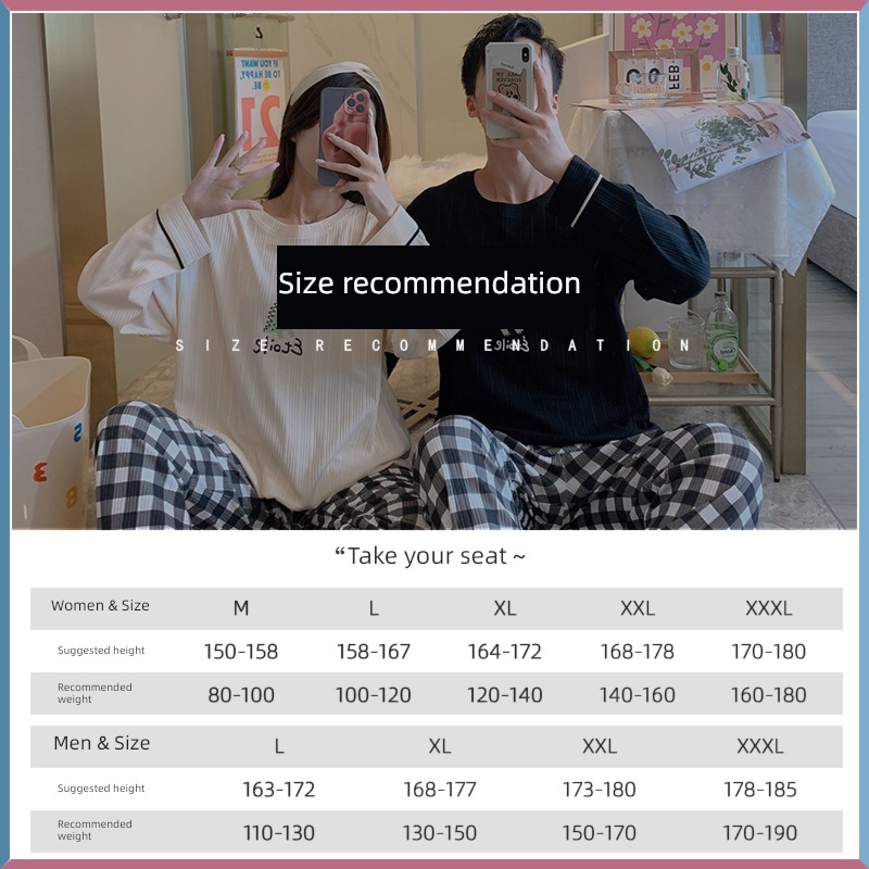 Internet celebrity female Autumn and winter Big size fashion cotton material lovers pajamas