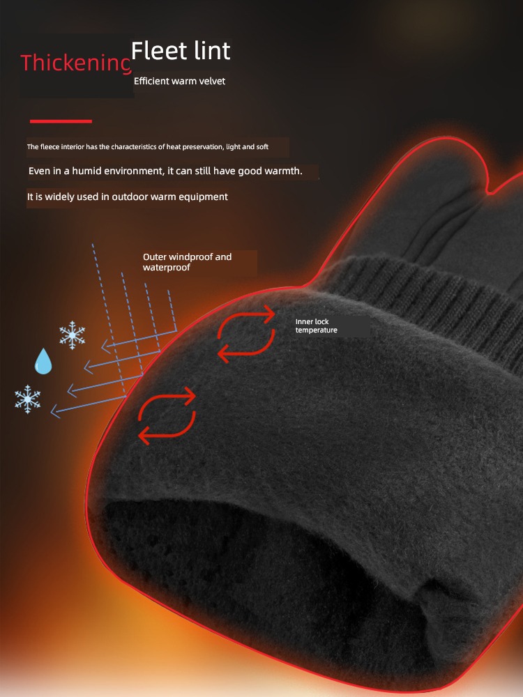 skiing male thickening Plush Electric vehicle outdoors Cotton gloves