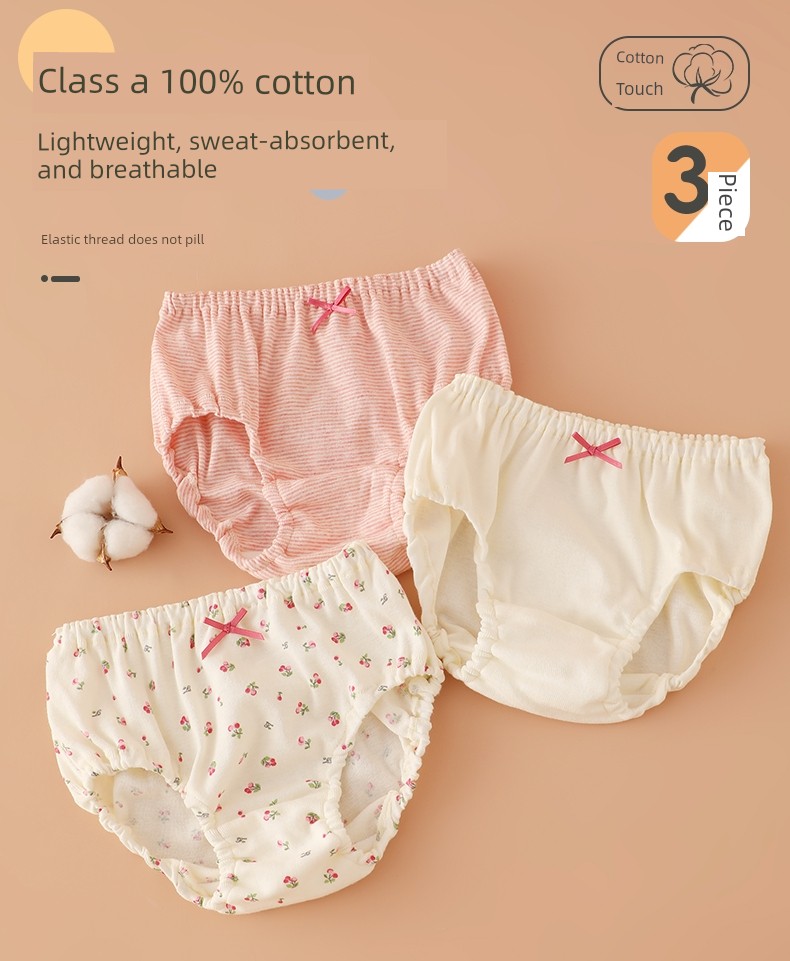 Japanese-Style Pure Cotton Children's Underwear for Girls, Non-Binding Triangle Shorts, A-Class, Non-Fluorescent, Baby Briefs — 2