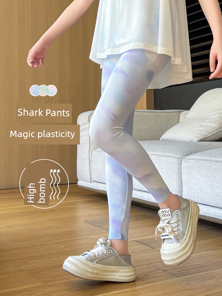 Shark Pants for Girls, Sports Yoga Pants, Children's Quick-Dry Pants, Summer Thin Cool Sun-Protection Long Pants, Big Kids' Leggings — 4