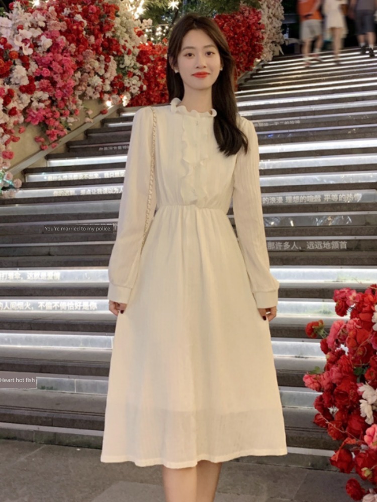 Autumn and winter unique Chinese bellflower temperament Plush thickening Dress