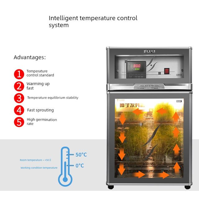 Seed germination box Cuiya box Stainless steel germination germination machine Intelligent lighting incubator Constant temperature germination seedling raising box