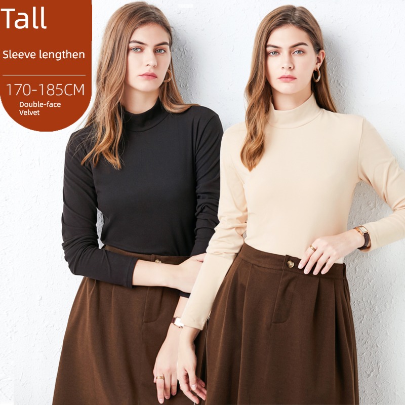 Autumn and winter Double faced velvet Half high collar Women Extended version jacket