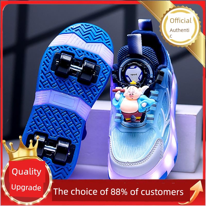 Ao Bing Boys' Roller Shoes 2026 New Model Children's Four-Wheel Invisible Roller Shoes Retractable Light-Up Skate Shoes — 6