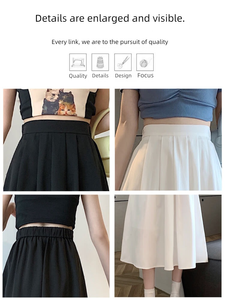white Medium and long term High waist Show thin skirt