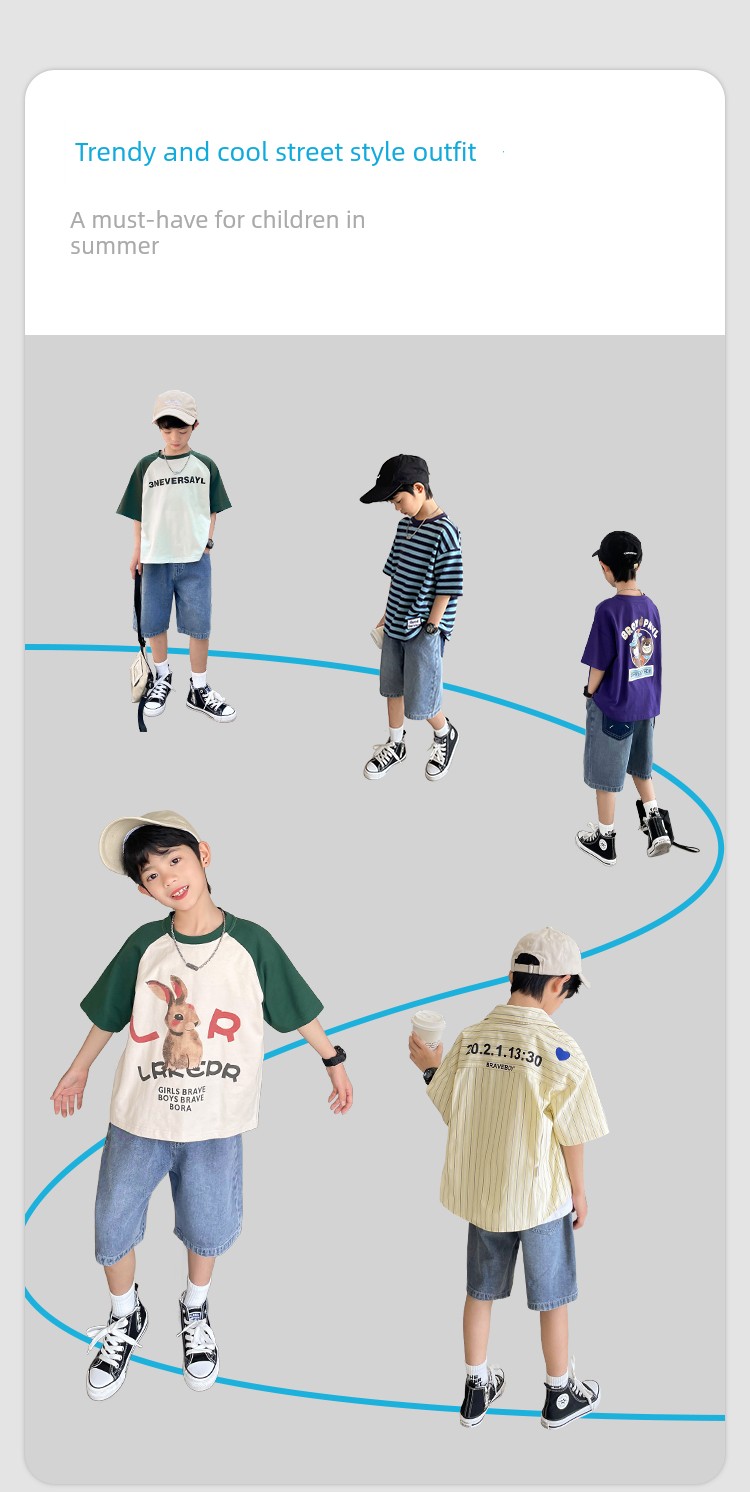 Haima's Children's Clothing Boys' Denim Shorts Summer Thin Style 2026 New Model Kids' Knee-Length Pants Youth Shorts — 10