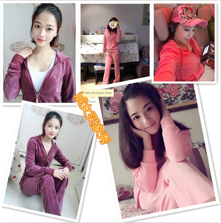 Gold wire velvet Athletic Wear suit female spring and autumn 2022 new pattern Fashion temperament Self-cultivation Big size Two Show thin tide