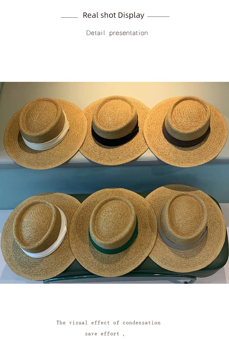 Internet celebrity French seaside female summer Flat edge sandy beach Straw hat