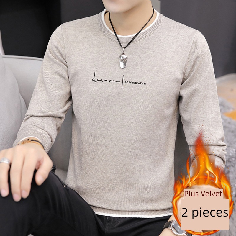 trend Plush men's wear student letter Round neck cardigan