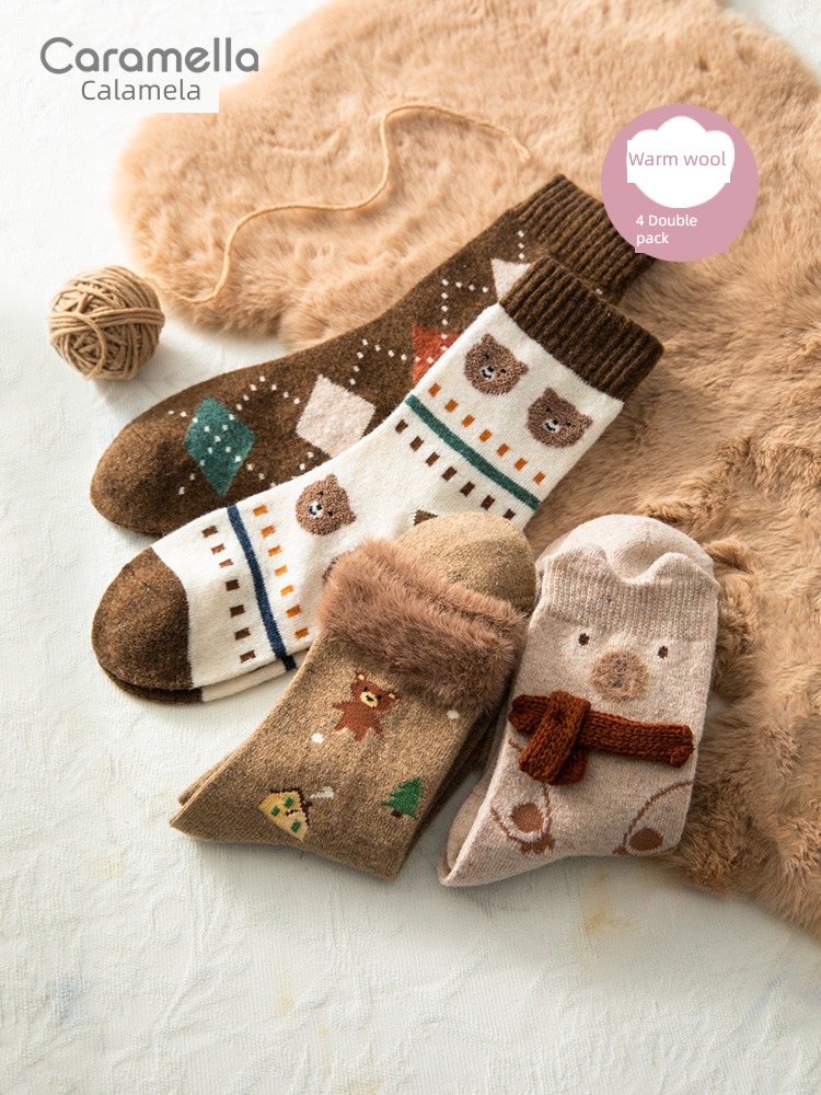 caramella female winter thickening keep warm Wool socks