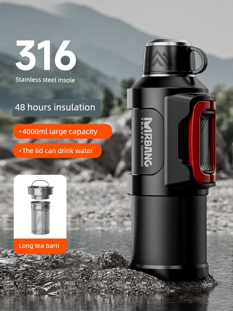 Outdoor Large Capacity Thermos Cup Stainless Steel Tea Cup Portable Kettle Car Household Thermos