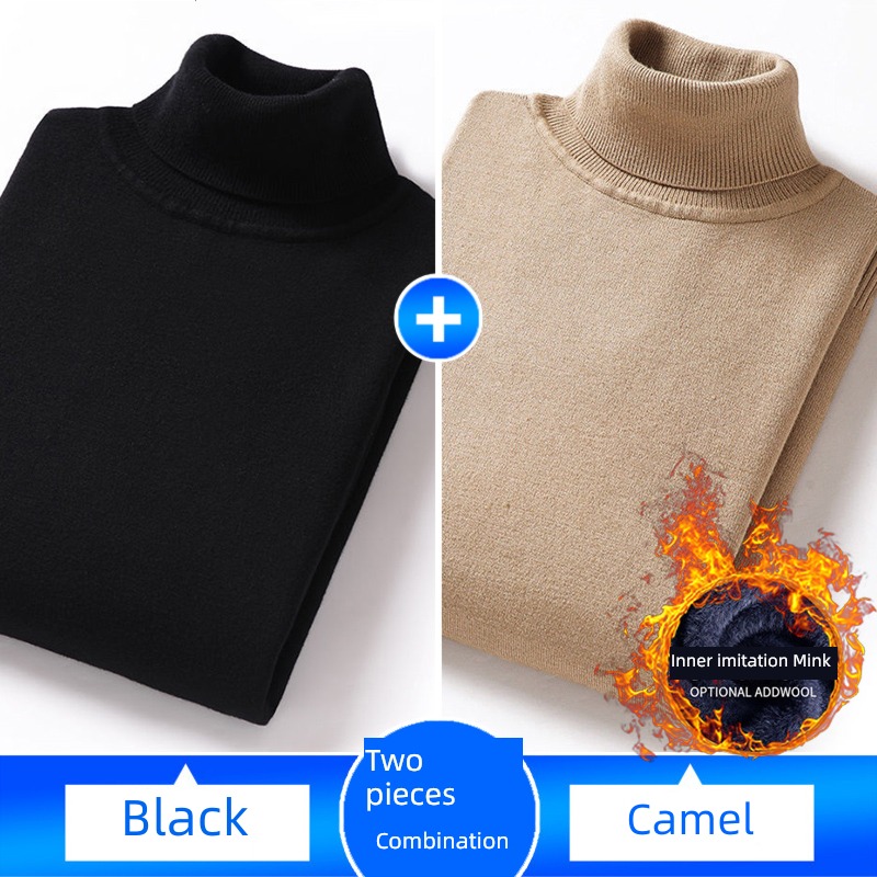 tide black Lay a foundation Self cultivation Inner lap High collar sweater