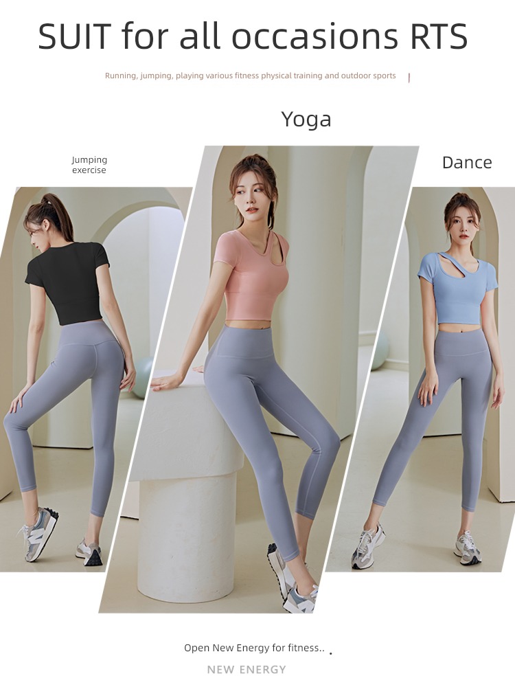 female Short sleeve Thin money major pilates Quick drying Fitness wear