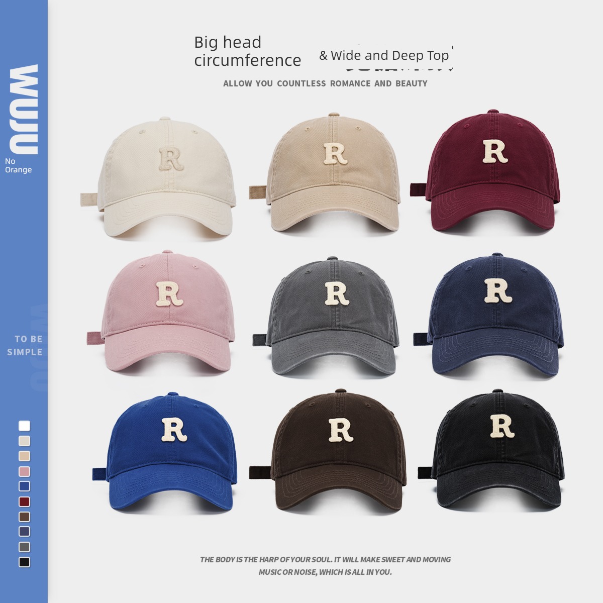 baseball female coffee Deep roof Versatile Men's style Big head circumference