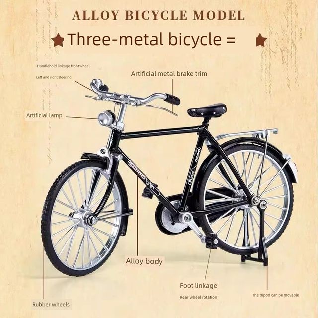 Bicycle model assembly manual DIY assembly 28 bicycle classic nostalgic 28 large bar alloy car model ornament