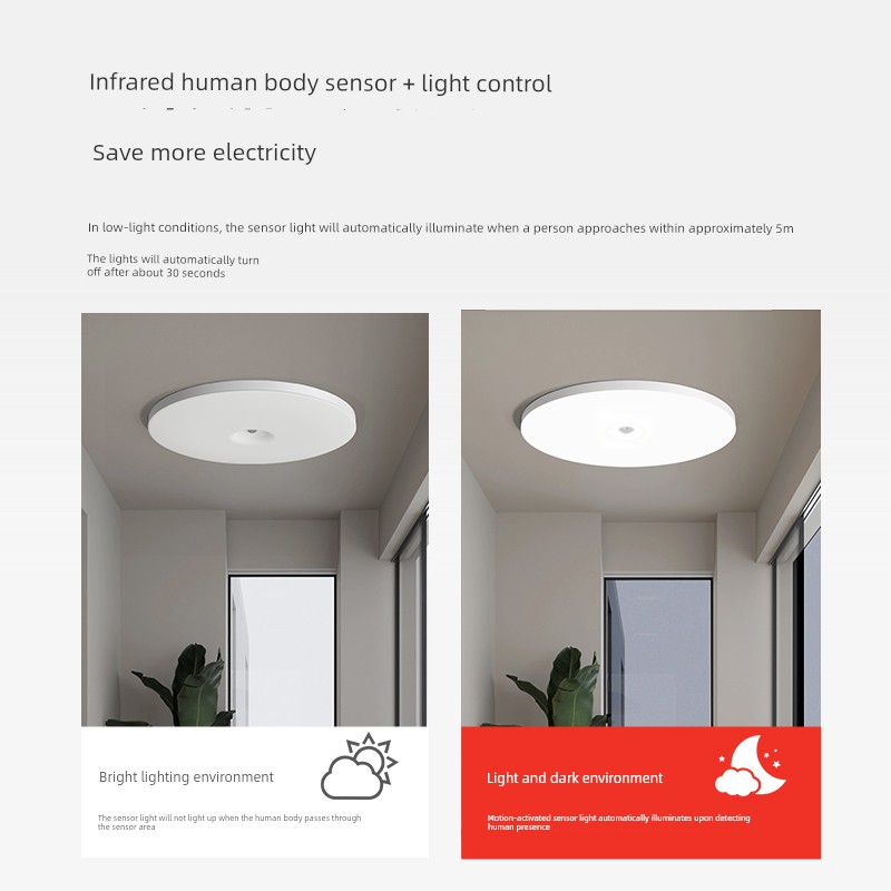 Changhong Lighting Led Sensor Ceiling Light for Stairs, Hallways, Corridors, Infrared Human Body Radar Sensor, Smart Voice-Controlled Light