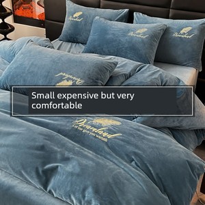 Milk Velvet Four-Piece Set 2026 New Winter Thickened Fleece Embroidered Duvet Cover Coral Fleece Bed Sheet Warm Three-Pi
