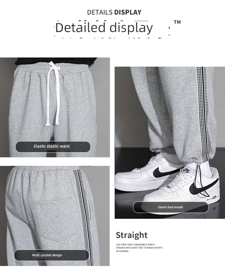 Pure cotton knitting Broad leg Drawstring leisure time man trousers