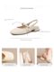 Dadong rear hollow sandals women's shoes 2025 autumn new comfortable square head pearl thick heel breathable single shoes 0007