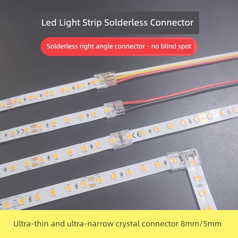 Led Strip Light Connector Without Welding, 3-Wire, 2-Wire, 5mm, 10-Degree Corner, 90-Degree Right Angle, No Dark Zone, Crystal Head