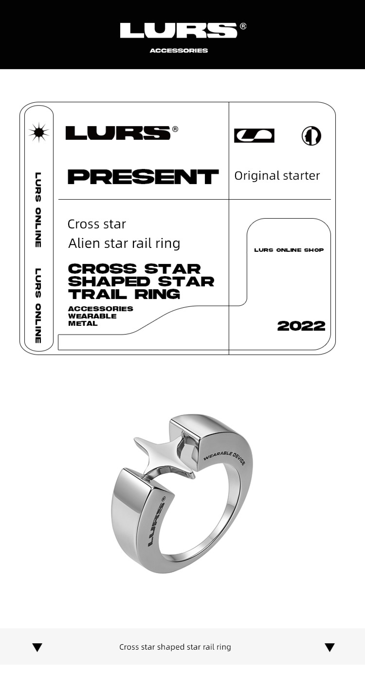 LURS Cross stars lovers Titanium steel personality Internet celebrity Ring
