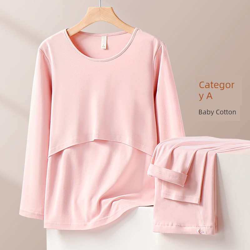Maternity Autumn Clothes Set, Pure Cotton Sweater, Autumn and Winter Thermal Underwear, Nursing Pajamas, Postpartum Clothing, Loungewear — 5