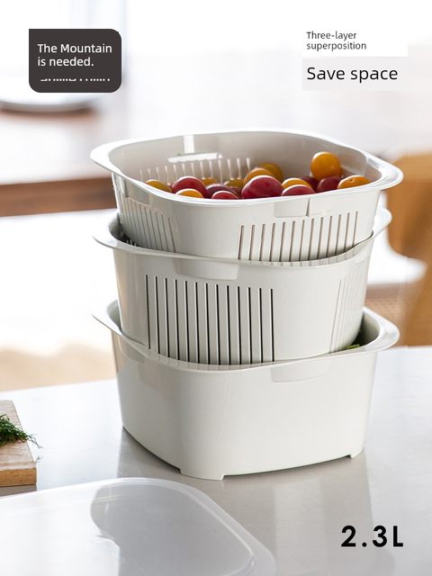 Frost Mountain drain basket set multi-layer microwave oven household rice basket filter water living room kitchen fruit washing basin