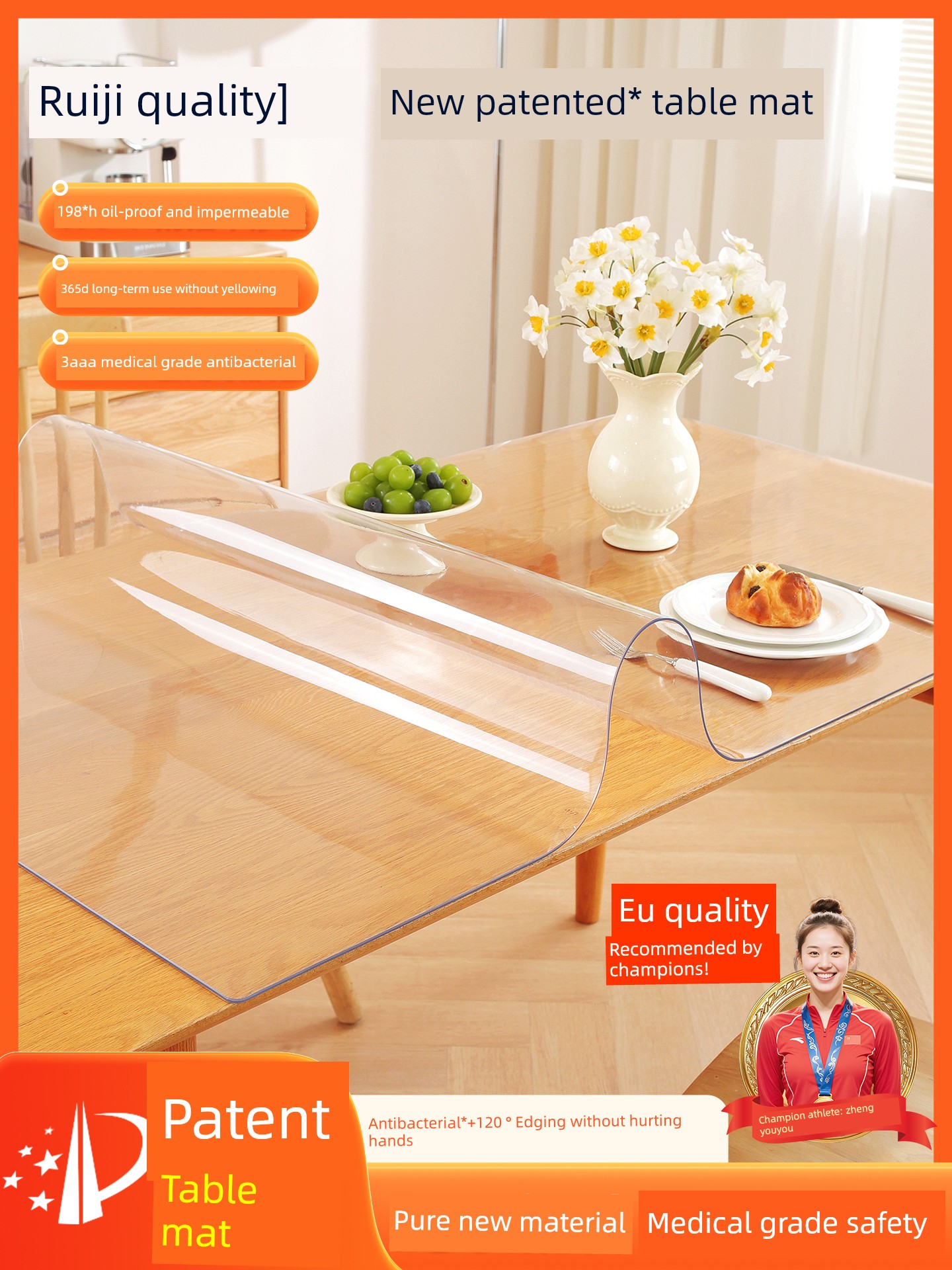 Transparent Soft Glass Dining Table Mat Pvc Tablecloth No-Wash Oil-Proof Waterproof Anti-Scalding Coffee Table Crystal Plate Desktop Protection Mat