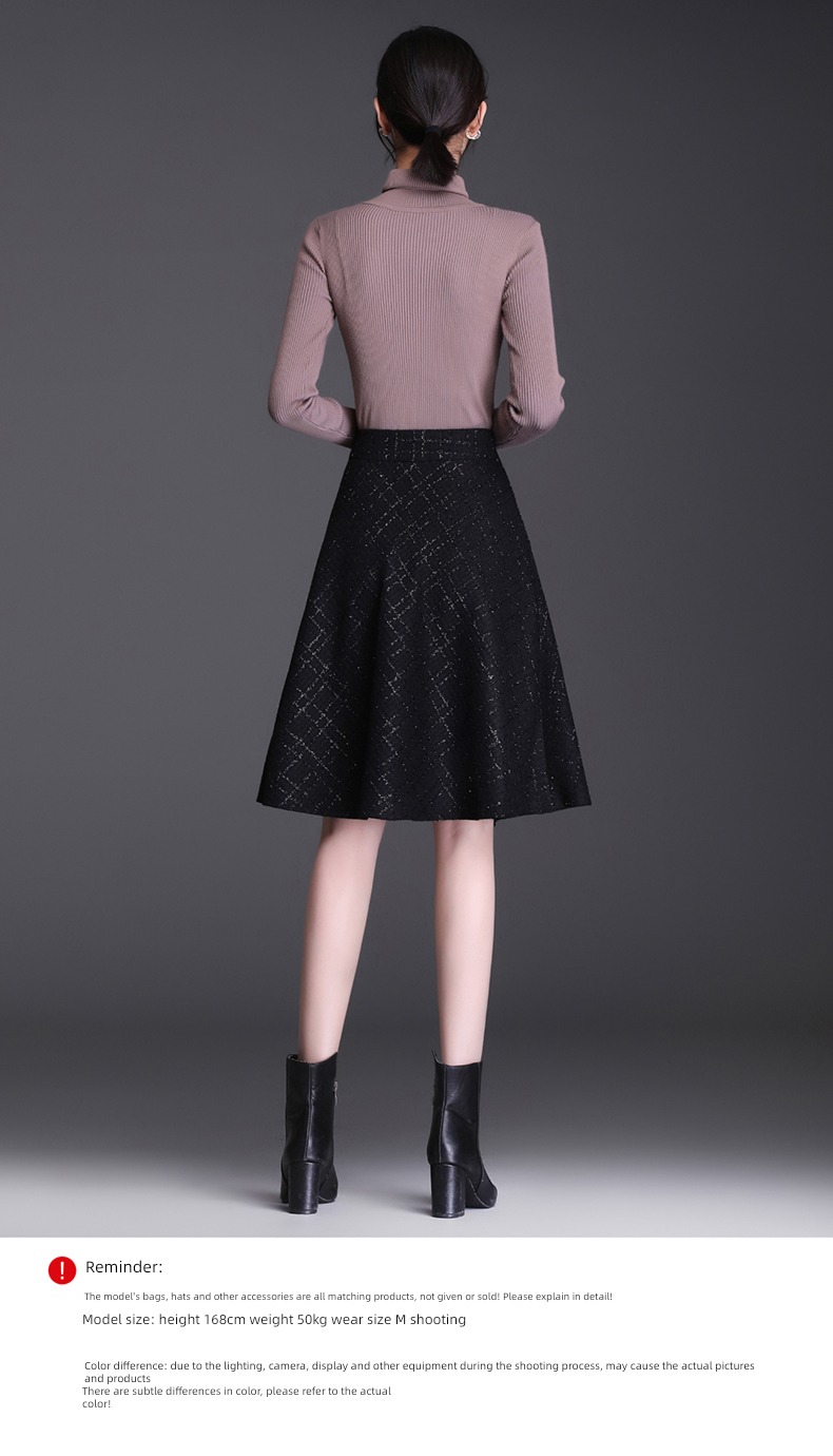 Little fragrance lattice female Autumn and winter Wool Big swing Short skirt