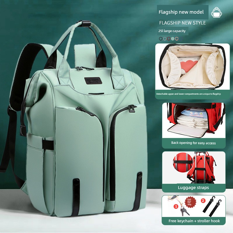 Fashionable Mommy Bag, Dual-Shoulder Backpack for Mother and Baby, with Separate Wet and Dry Compartments, Large Capacity, Lightweight and Multifunctional — 5