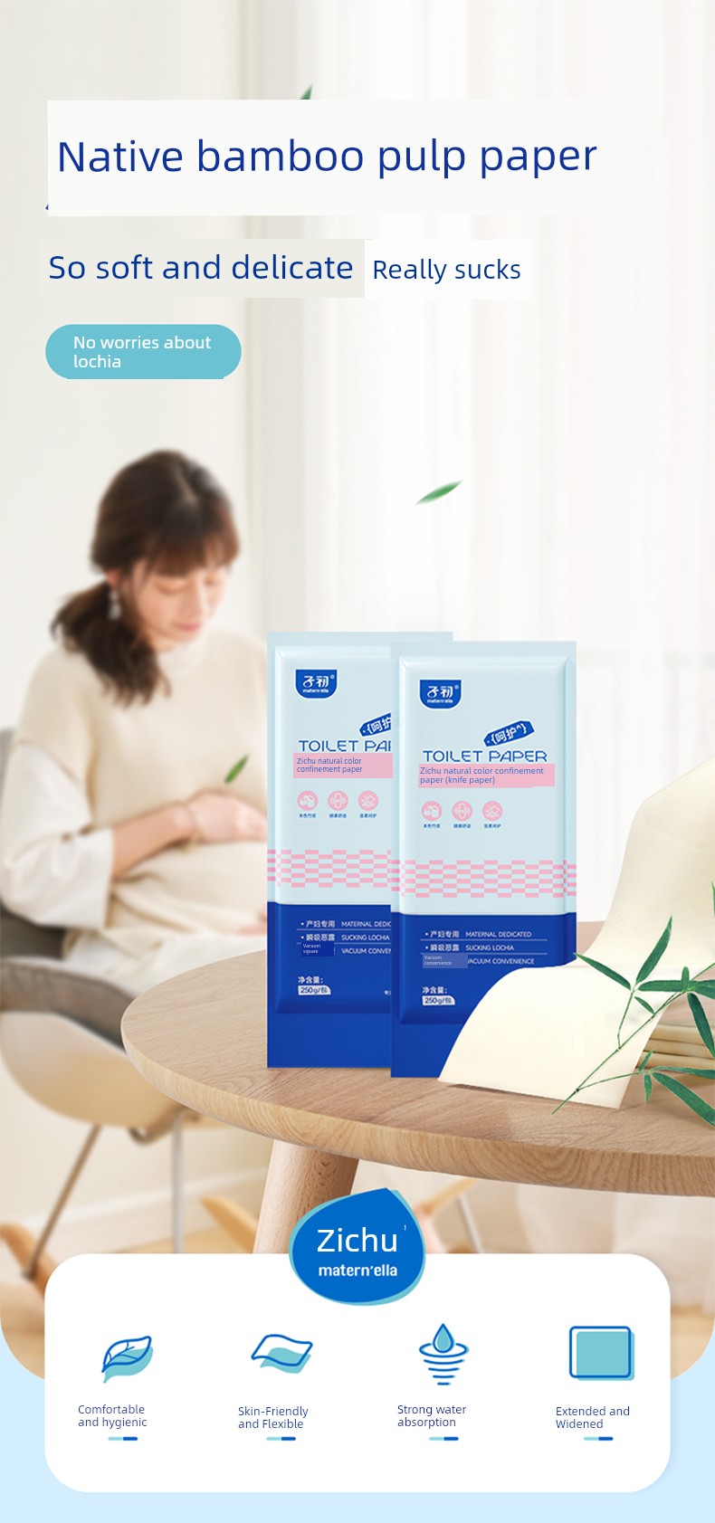 Zichu Maternity Toilet Paper Postpartum Sterile Toilet Paper for Pregnant Women Delivery Room Confinement Paper Puerperium Mattress Knife Paper Long — 3