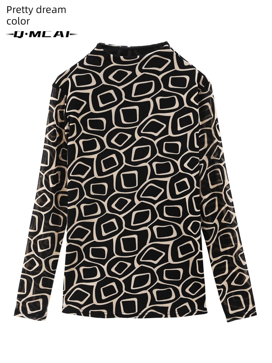T-shirt Women Long sleeve jacket Undershirt printing Gauze