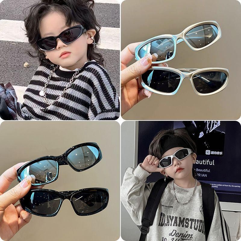 Children's Sunglasses Trendy Cool Boys Glasses for Riding Fashion Street Shooting Model Catwalk Sun Protection UV Protection Baby Glasses — 2