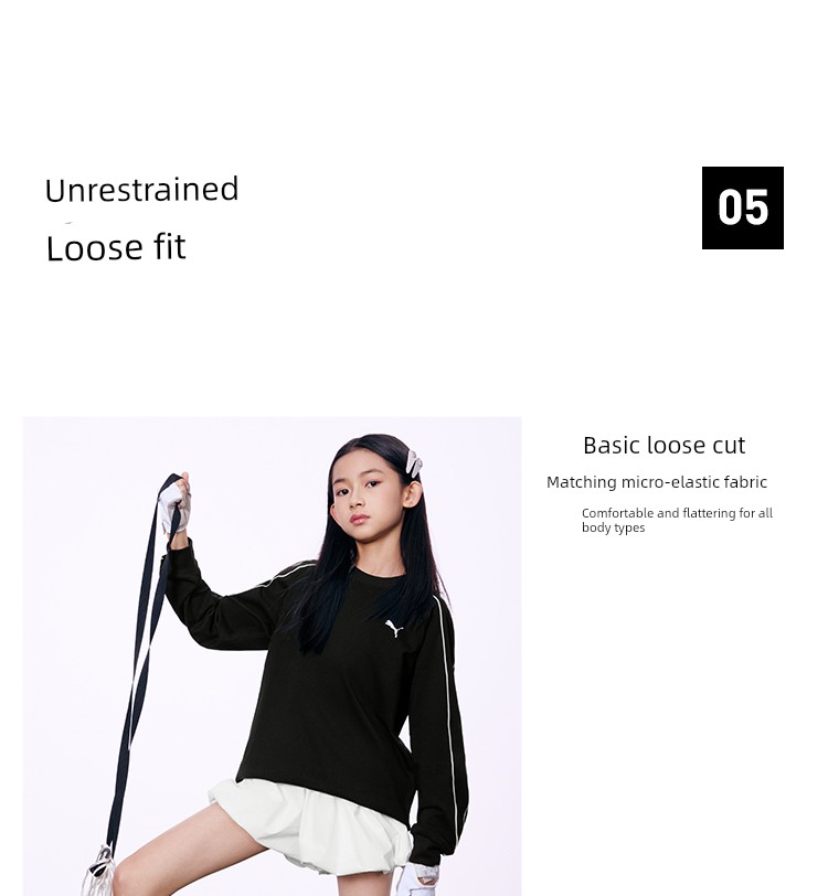 Puma Children's Clothing 2026 New Children's Long-Sleeved T-Shirt Simple and Fashionable Striped Round Neck Sports T7 Base Shirt — 13