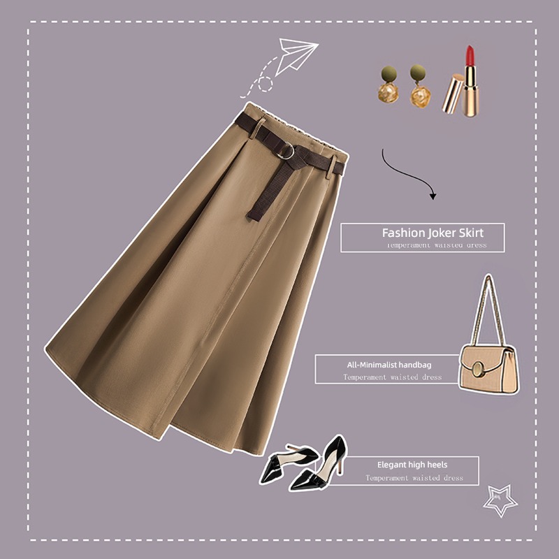 fashion Fat sister Cover your stomach Irregular skirt