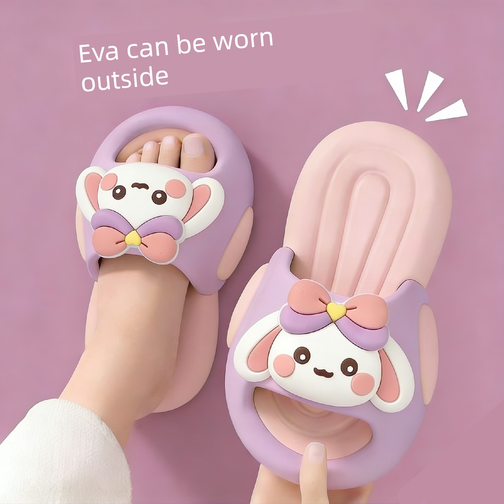 New Style Girls' Rabbit Slippers, Soft-Soled, Non-Slip, Suitable for Home and Outdoor Wear, Cute Summer Princess Slide Sandals — 2